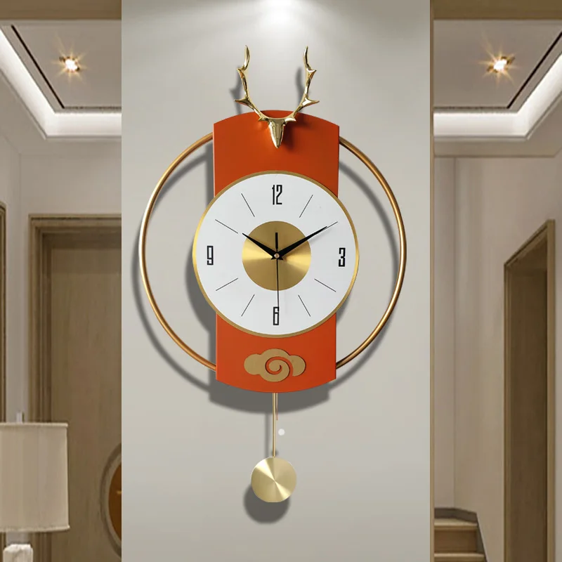 

Pendulum Nordic Silent Wall Watch Modern Living Room Luxury Metal Stylish Wall Clocks Bedroom Design Relojes Home Decorating