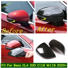 

Door Rearview Mirror Case Caps Shell Cover Trim For Mercedes-Benz CLA 200 C118 W118 2020 2021 Carbon Fiber Exterior Accessories