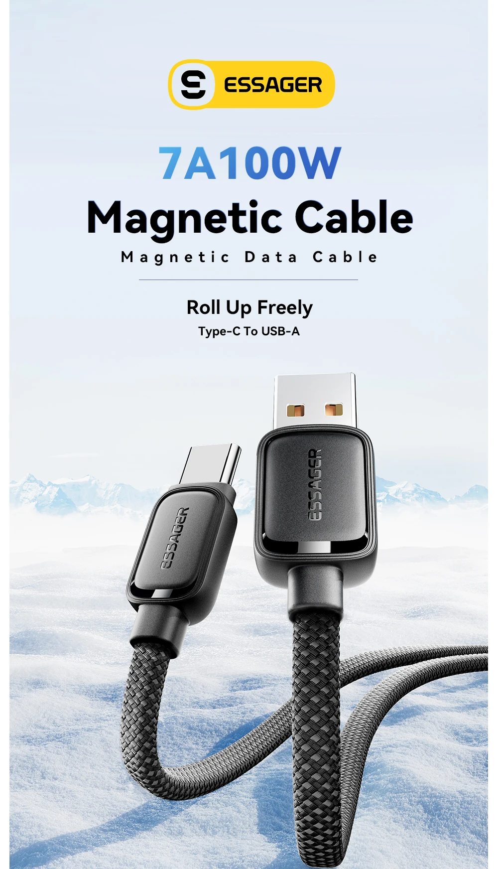 Essager 7a magnetisches Schnell ladekabel USB a bis Typ c magisches Seil USB-Magnet kabel Automatik kabel für vivo oneplus oppo – Detail 1
