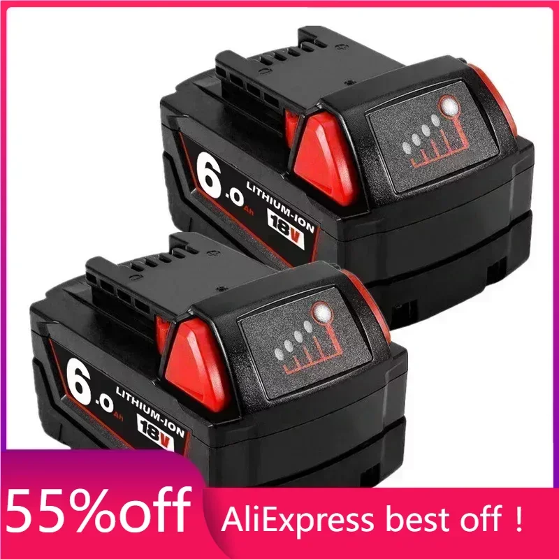

18V 6.0Ah Replacement Lithium Battery for Milwaukee M18 48-11-1860 48-11-1850 48-11-1840 48-11-1828 48-11-1820 48-11-1815 Tools