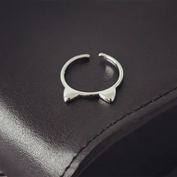 Sole Memory Cute Cat Ear 925 Sterling Silver Literary Creative Personality Female Resizable Opening Rings RI095 2
