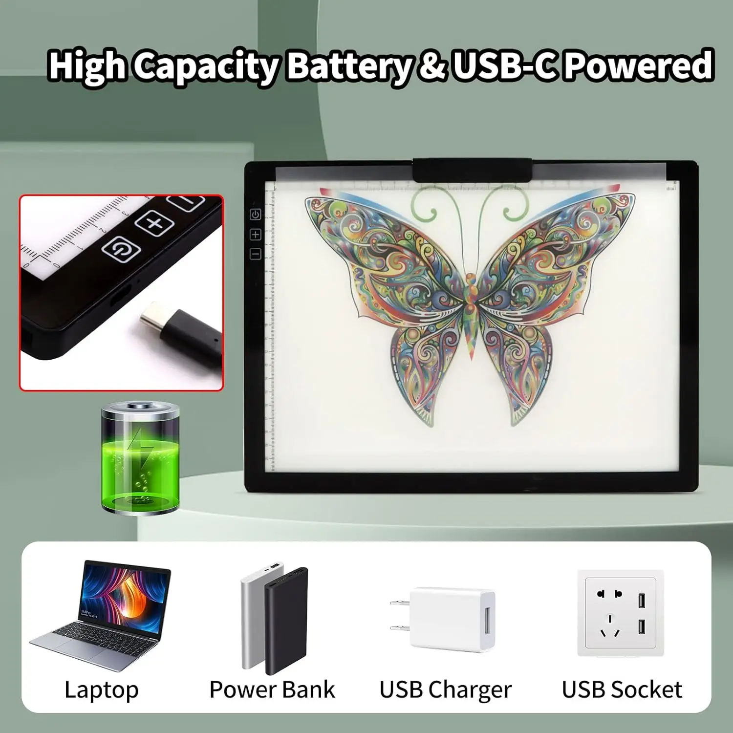 صندوق إضاءة A4 يعمل ببطارية قابلة لإعادة الشحن، قا...