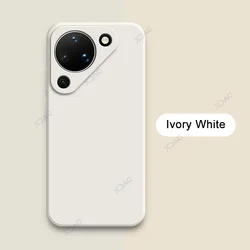 Luxury Dual Layer Cellphone Case with Lens Protection and Soft Square Liquid Silicone Design for Pura 90 Pro Max (Ivory White)