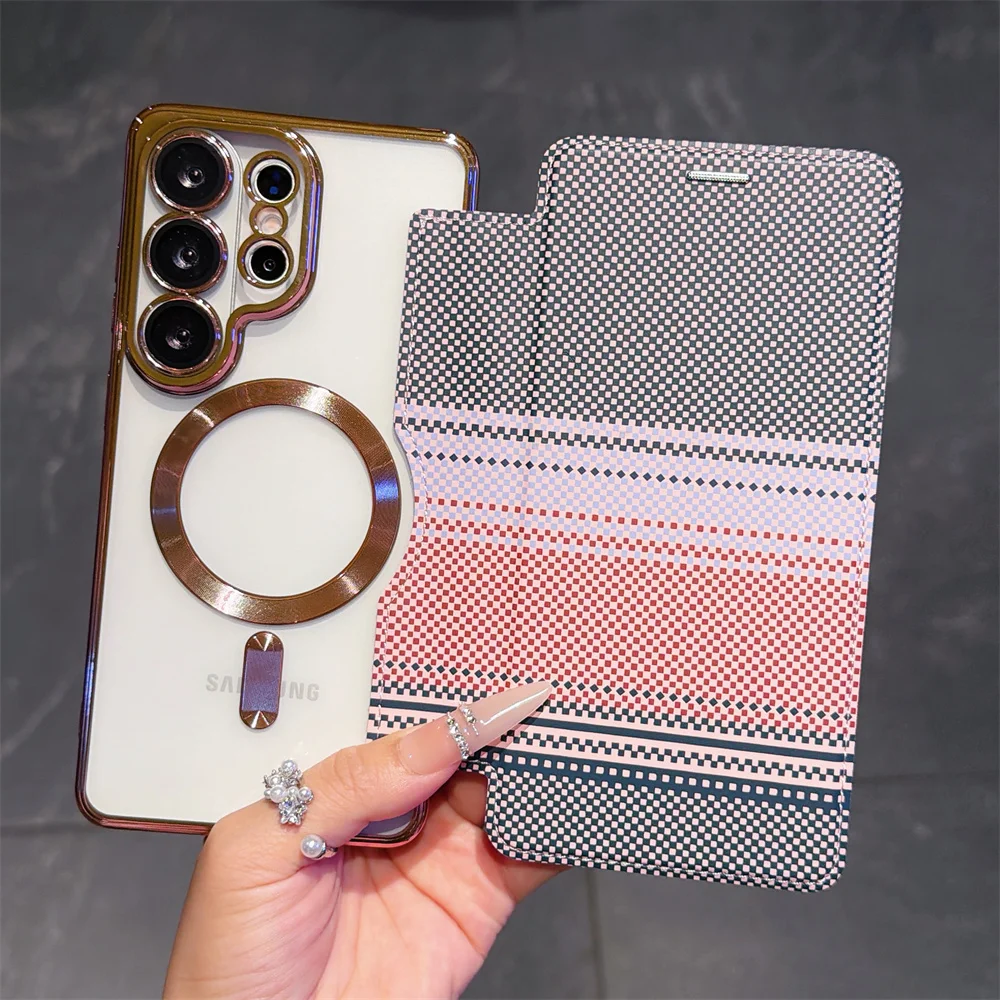 Flip Kevlar Card Holder Clear with MagSafe - Plating Protective Back Cover