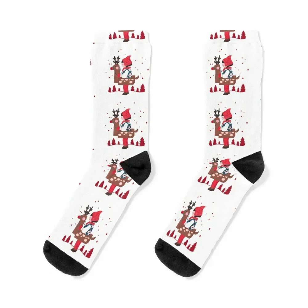 

Red snow, winter Christmas Socks hiphop professional running Socks Female Men's