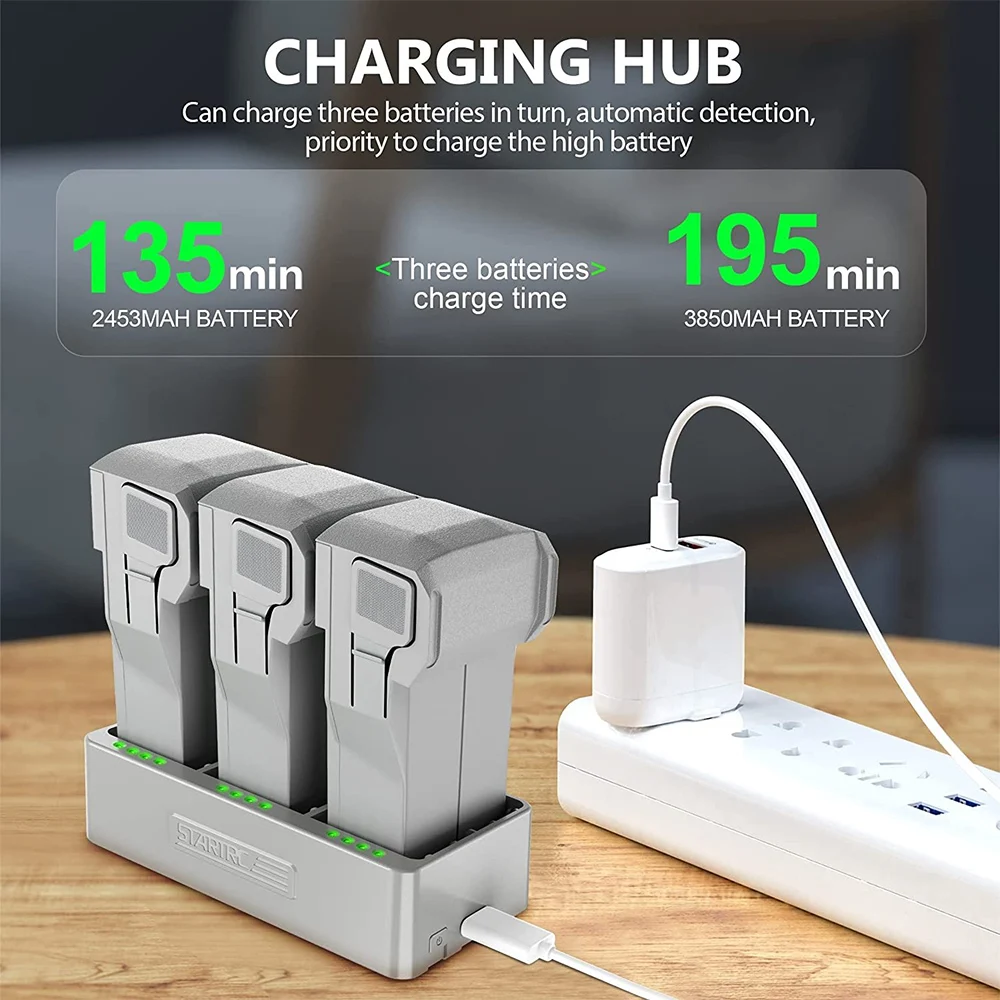 Mini 3 Pro Battery Charger 3Way Intelligent Flight Battery Fast Charging Charger Hub for DJI Mini 3/3 PRO/Mini 4 Pro Accessories