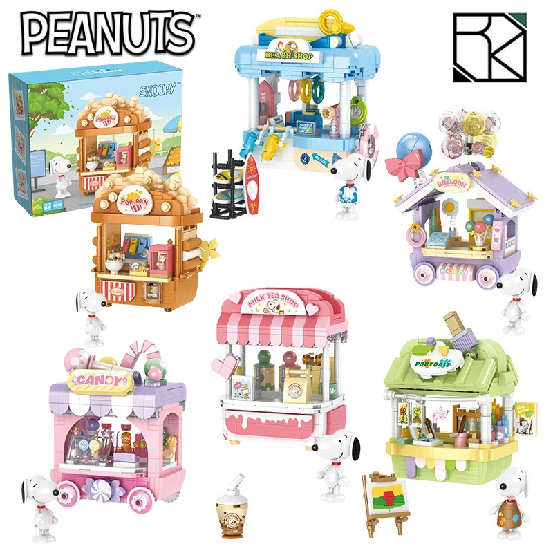 Genuine Snoopy Building Blocks Multi-faceted Life Puzzle Box Cartoon Plastic Building Blocks Trendy Scene Coffee Shop Toys Gift 2
