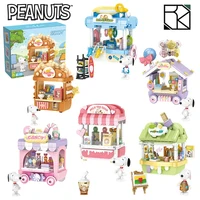 Genuine Snoopy Building Blocks Multi-faceted Life Puzzle Box Cartoon Plastic Building Blocks Trendy Scene Coffee Shop Toys Gift 2
