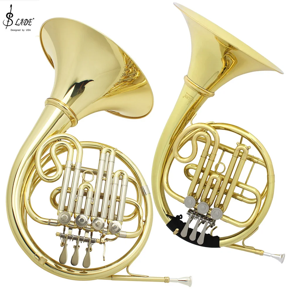 SLADE High-Quality Brass French Horn 4/3 Keys F/Bb Golden Split Professional Grade Musical Instrument with Accessories