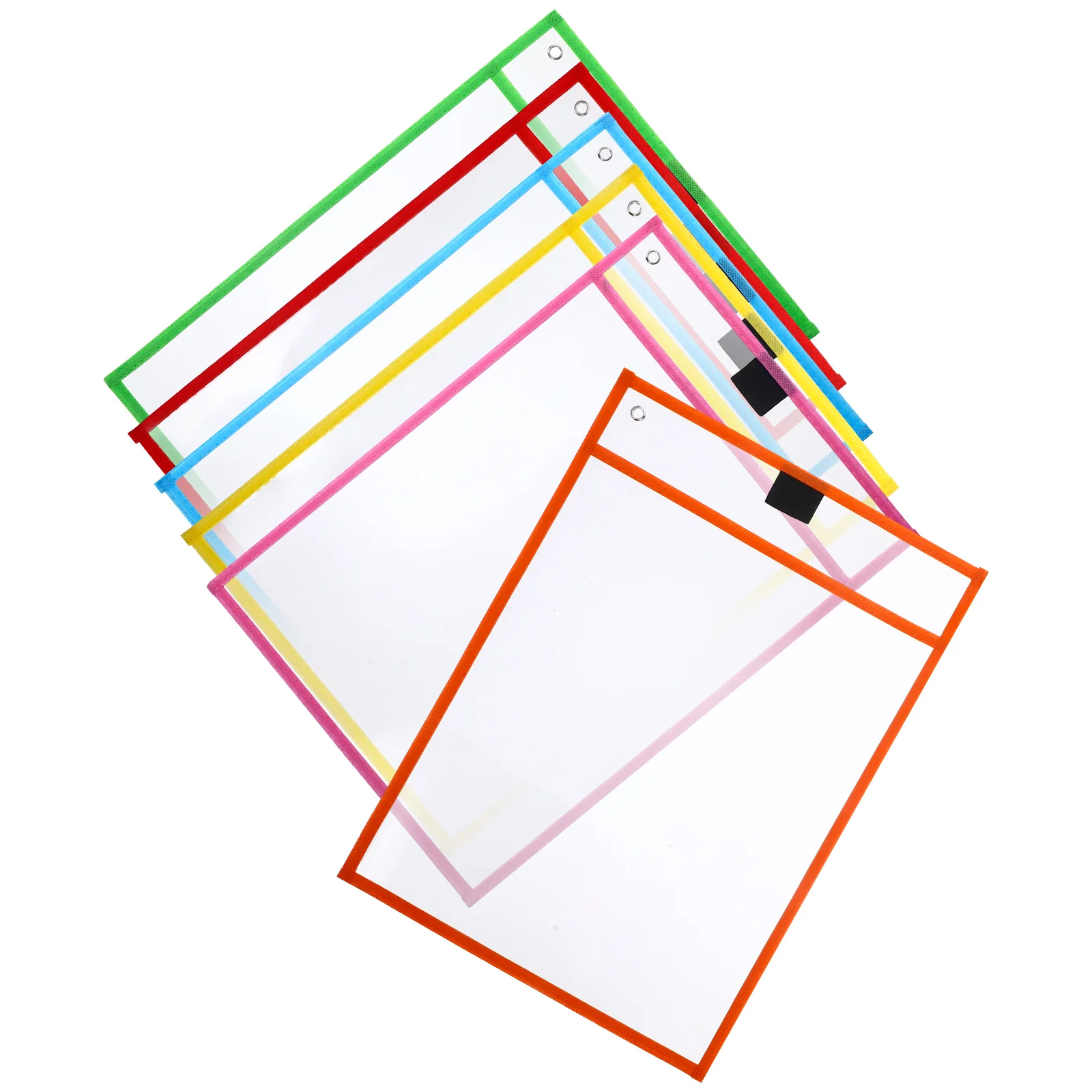 

Envelopes Pocket Sleeves for Teachers - 6 Pack, Reusable Plastic, Assorted Colors, 13.8 X 9.8 Inch