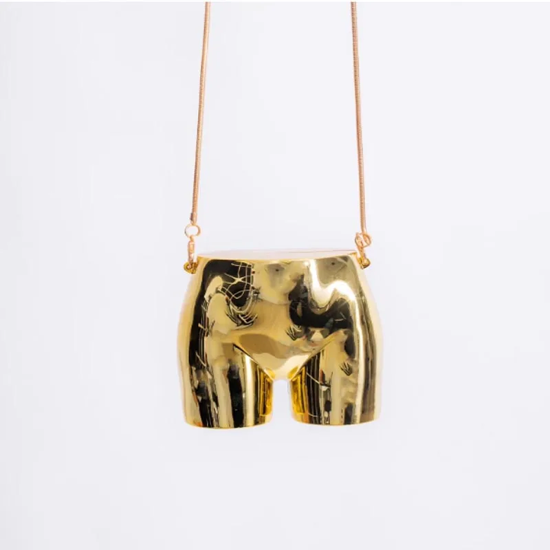 

Unique Acrylic Butt Handbag Purse Clutch Hand Purse Gold/Silver Lipstick Holder Purse For Girls