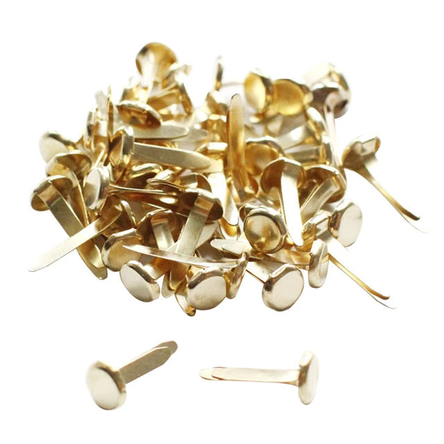 100 PCS Mini Brads, Brass Fasteners 20 x 8mm, Brass Metal Paper Fasteners  for Craft & Scrapbooking Brad DIY 