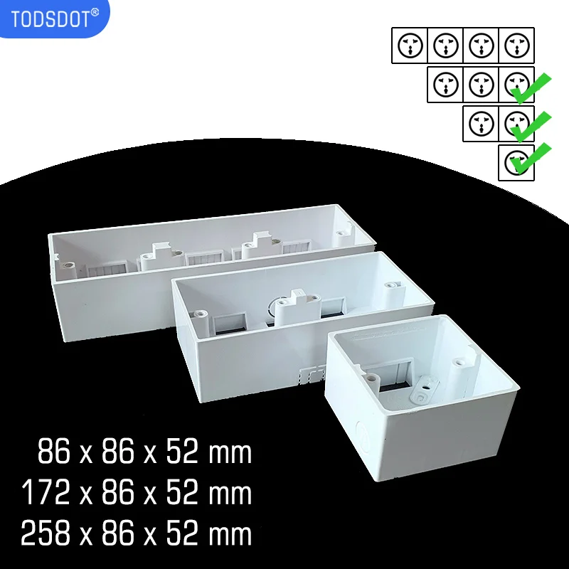Wall Mount External Box of Switch Socket 50 mm Deep Premium Outfit Install Box Flame Retardant UL 94 V-0 PVC White switch box,wall socket box,electric distribution box