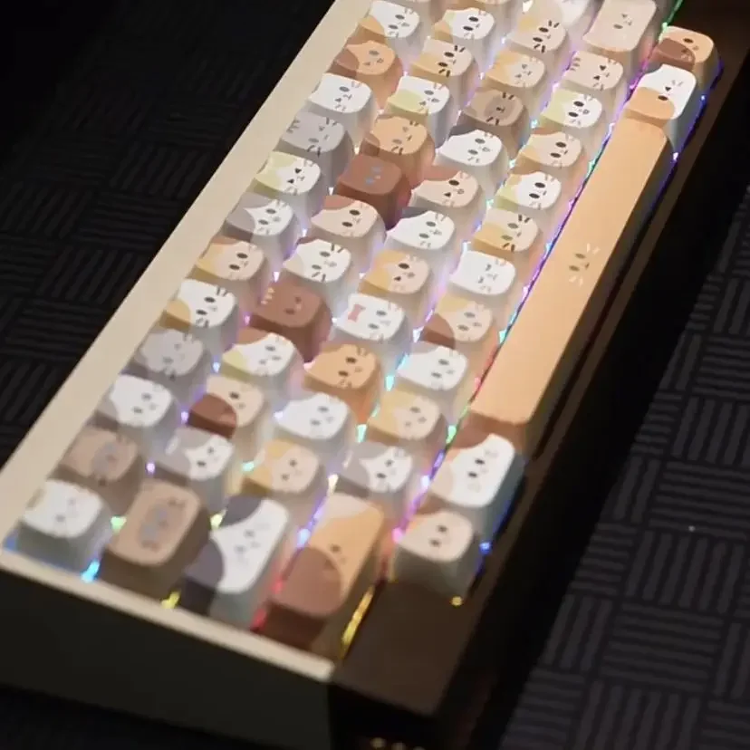 Gato Bonito Keycaps Conjunto para Meninas Teclados Quadrado Key Cap Mao Perfil Pbt mx Teclado Mecânico Presente em Estoque Bonito - Imagem 6