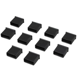 10 - Pack USB - A Protective Dust Covers for USB Data and Charging Cables (Black)