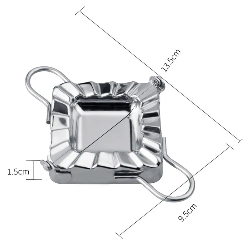 Quadrado Coração Forma Dumplings Mold, Aço Inoxidável, DIY, Dispositivo Jiaozi Maker, Multifuncional Mold, Utensílios de Cozinha, Acessórios, Preguiçoso