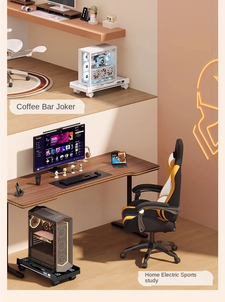 New CPU Stand Adjustable Bracket PC Holder Cart Mobile Computer Tower Stand with Rolling Caster Wheels Adjustable Desktop Stand