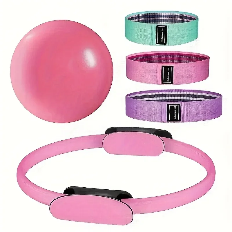 5-Piece Yoga Ring Fitness Equipment Pilates Ring Solid Color PP Material for Yoga Fitness Shaping