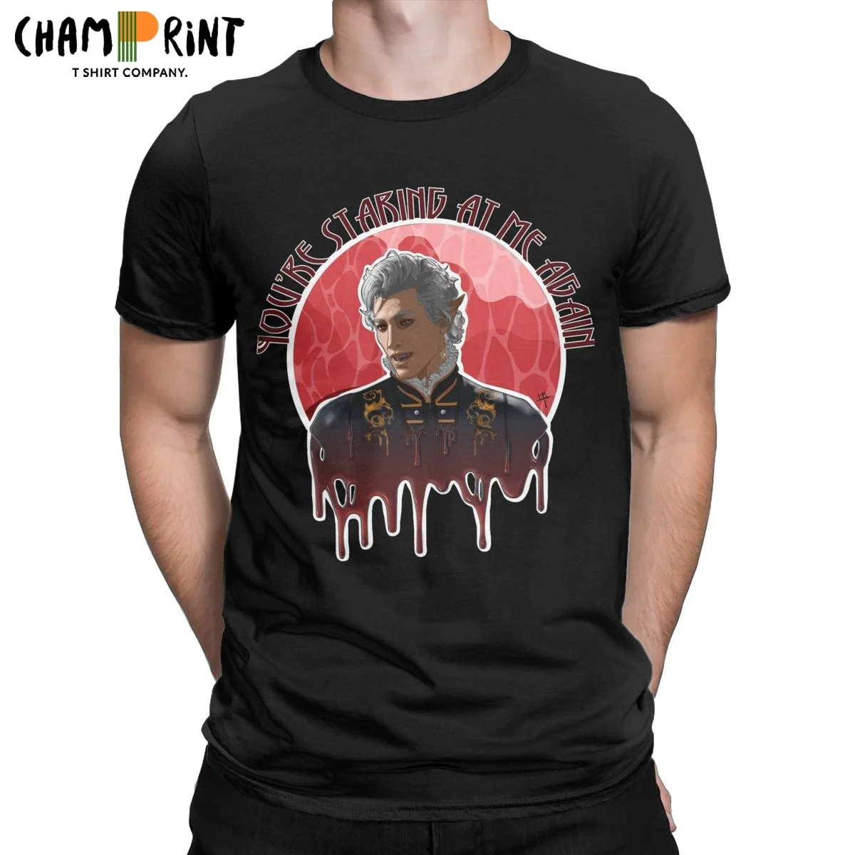 

Футболка Baldur's Gate 3 Astarion Мужская, винтажная тенниска из чистого хлопка с короткими рукавами, футболка с вампиром, одежда с круглым вырезом, лето