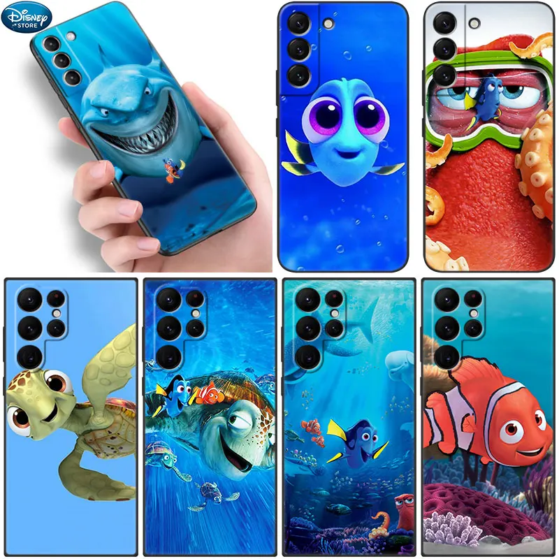 Disney Finding Nemo Black Phone Case For Samsung Galaxy S22 S21 Ultra