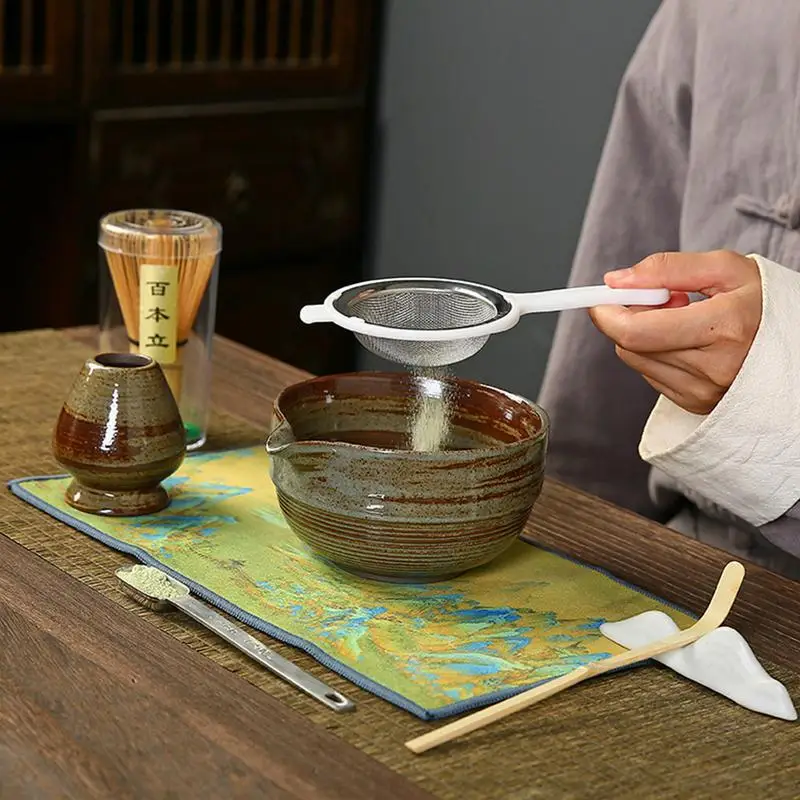 Matcha Set Black Ceramic Match Bowl and Whisk Holder Set or Bamboo Matcha Whisk Scoop Japanese Tea