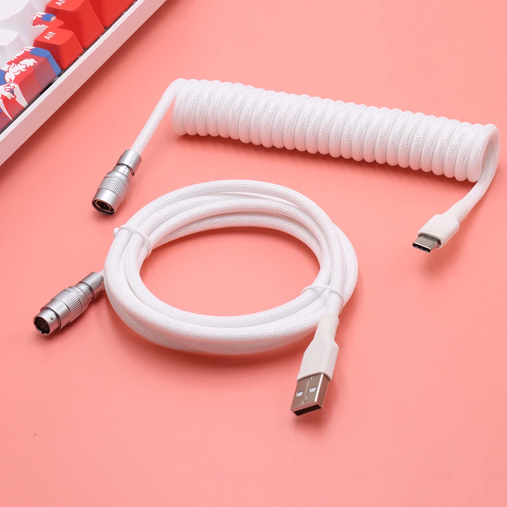 Lano-espiral Teclado Gaming Mecânica Usb c Colorido Cabo Coil Aviator Connector Teclado Enrolado Aviação Cabo Gx16 Mais Novo - Imagem 5