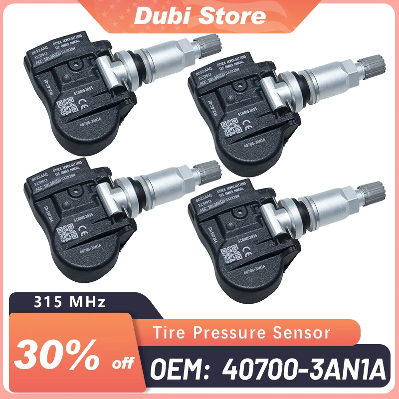 

4Pcs TPMS Tire Pressure Monitor Sensor 40700-3AN1A For Nissan Sentra Ikey Leaf Versa Cube Juke 315HMZ 40700-3AN1B 407003AN1A