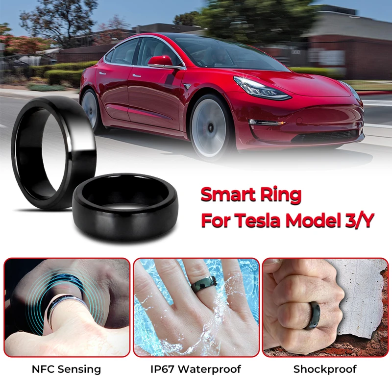 For Tesla Smart Ring Waterproof Ceramic Ring for Model 3 Model Y 2020-2023 to Replace Key Card Key Fob Made With Original Chips