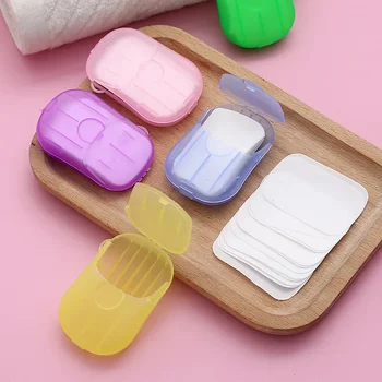 휴대용 비누 종이 목욕 손 세척 일회용 비누 슬라이스, 미니 꽃 여행 향기 꽃잎 손 세척 비누, 상자당 20 개
