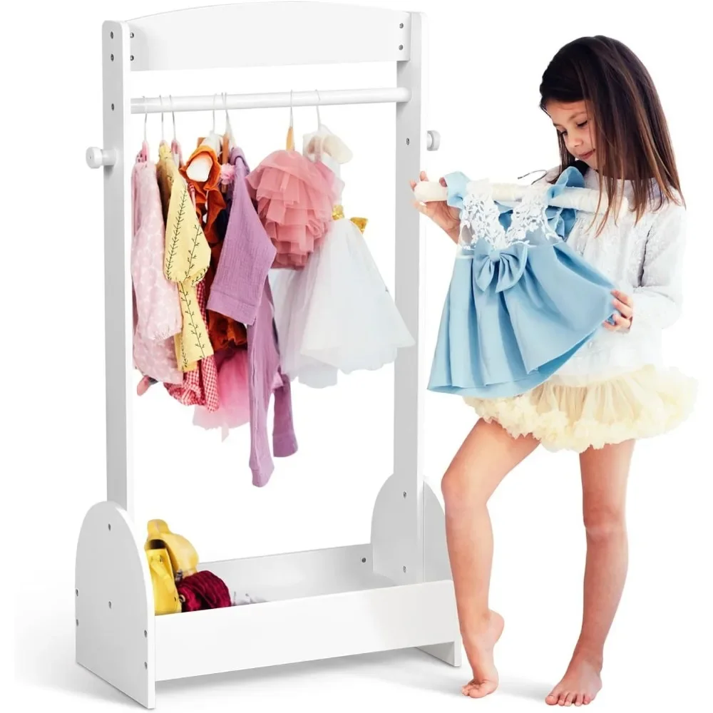 Children's Wardrobes, Kids Dress Up Rack, Open Hanging Armoire Closet, Clothes Storage Rack Wood Standing Closet