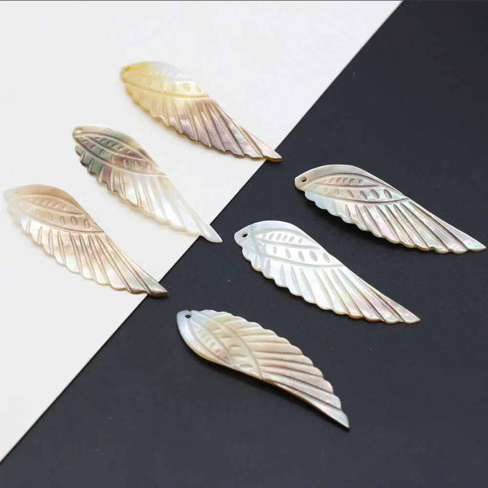 

2PCS Natural Shell Black Wing Pendant Beads For Jewelry Making DIY Necklace Earring Accessories Charm Gift Party 16x50mm