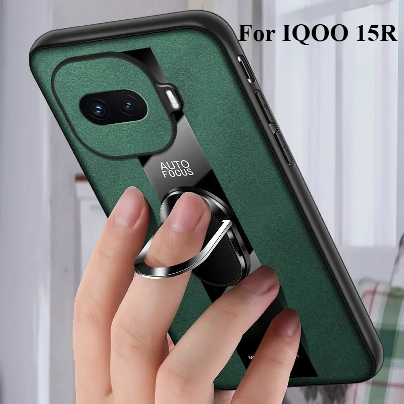 Deluxe Sheepskin PU Leather Phone Case with Magnetic Ring Holder and Shockproof Lens Protection