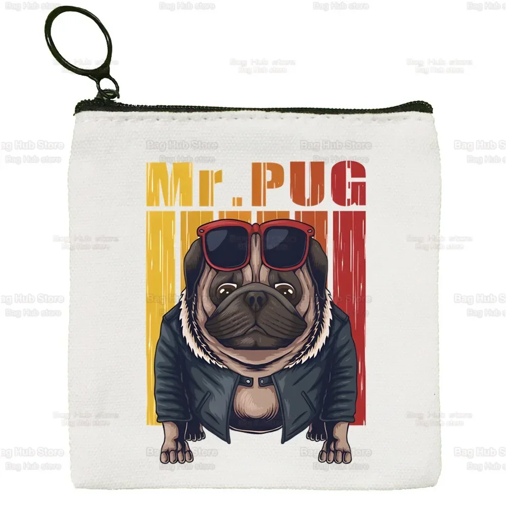 Cane Pet Pug Life Pug Anatomy Canvas Portamonete Illustrazione Personalizzata Portachiavi Semplice Piccola Borsa Di Stoffa Nuova Creativa