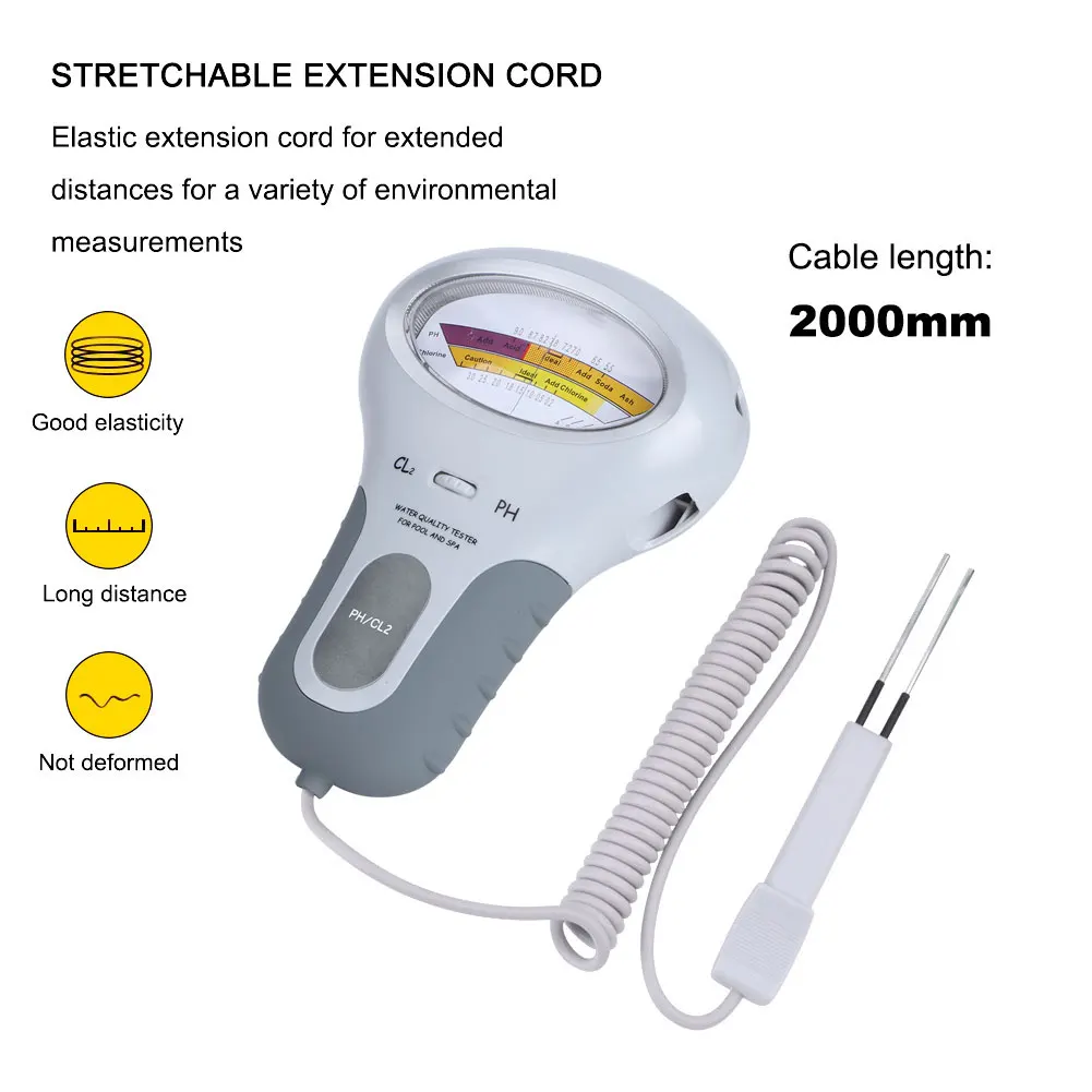 2 in 1 PH Chlorine Meter Chlorine Tester PH Tester Water Quality Testing Device CL2 Measuring For Pool Swimming