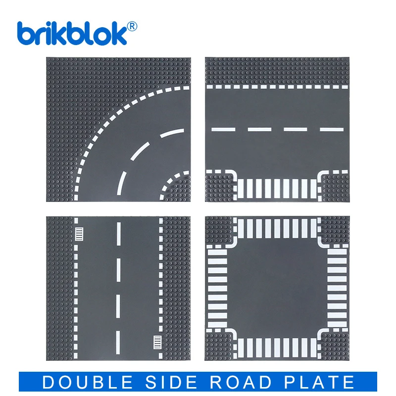 

Single Double Sided Bend Cross Straight Road Tile Plate Baseplate Assembly Brick Figures City Street Compatible Building Block