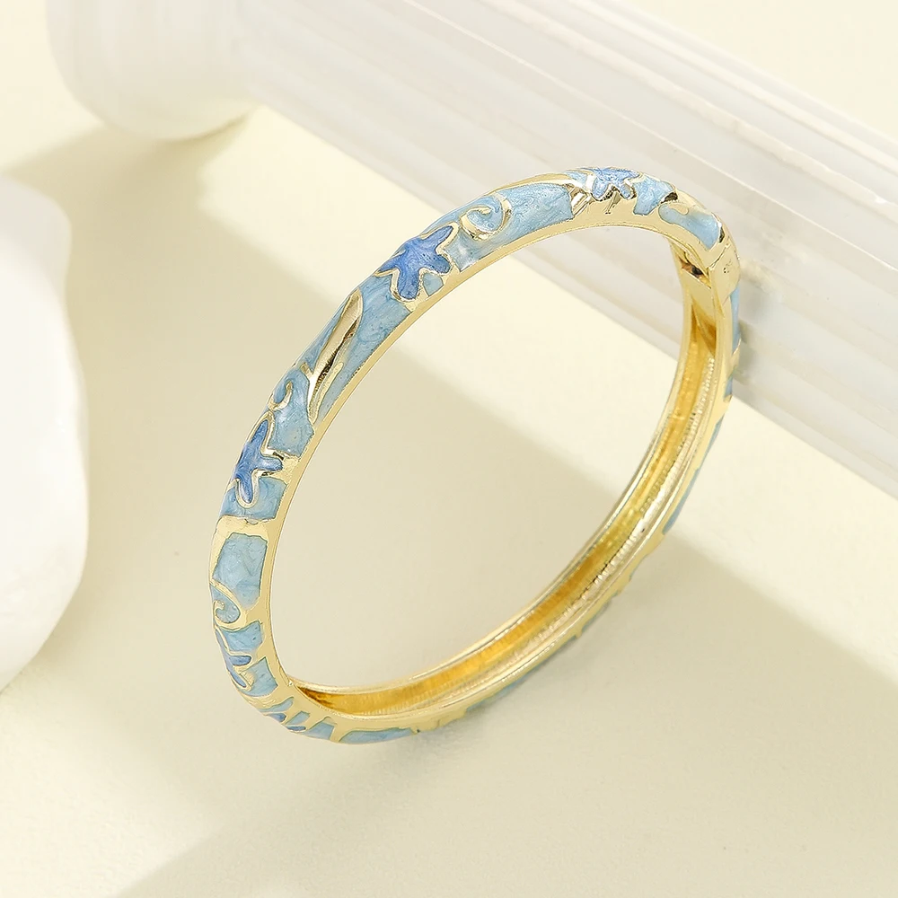 Fashion style gold plated star pattern enamel cloisonne bracelet bangle jewelry gift item for girls women 6