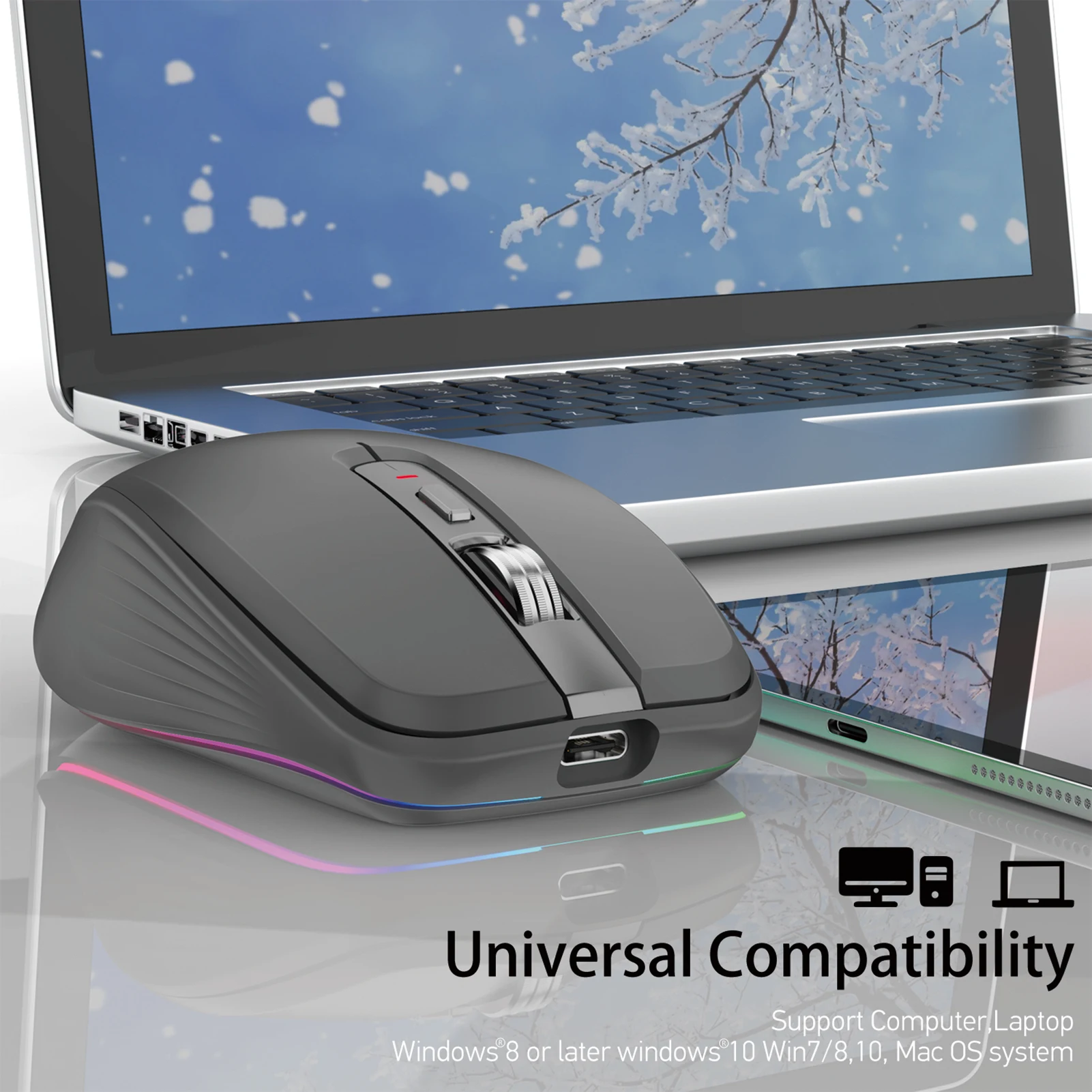 2.4G BT5.1 Dual-mode Wireless Mouse Computer Gaming Mice Ergonomic Design 2400 DPI Mute RGB Gaming Mouse for Laptop Computer gaming mouse wireless mouse wireless gaming mouse ergonomic mouse