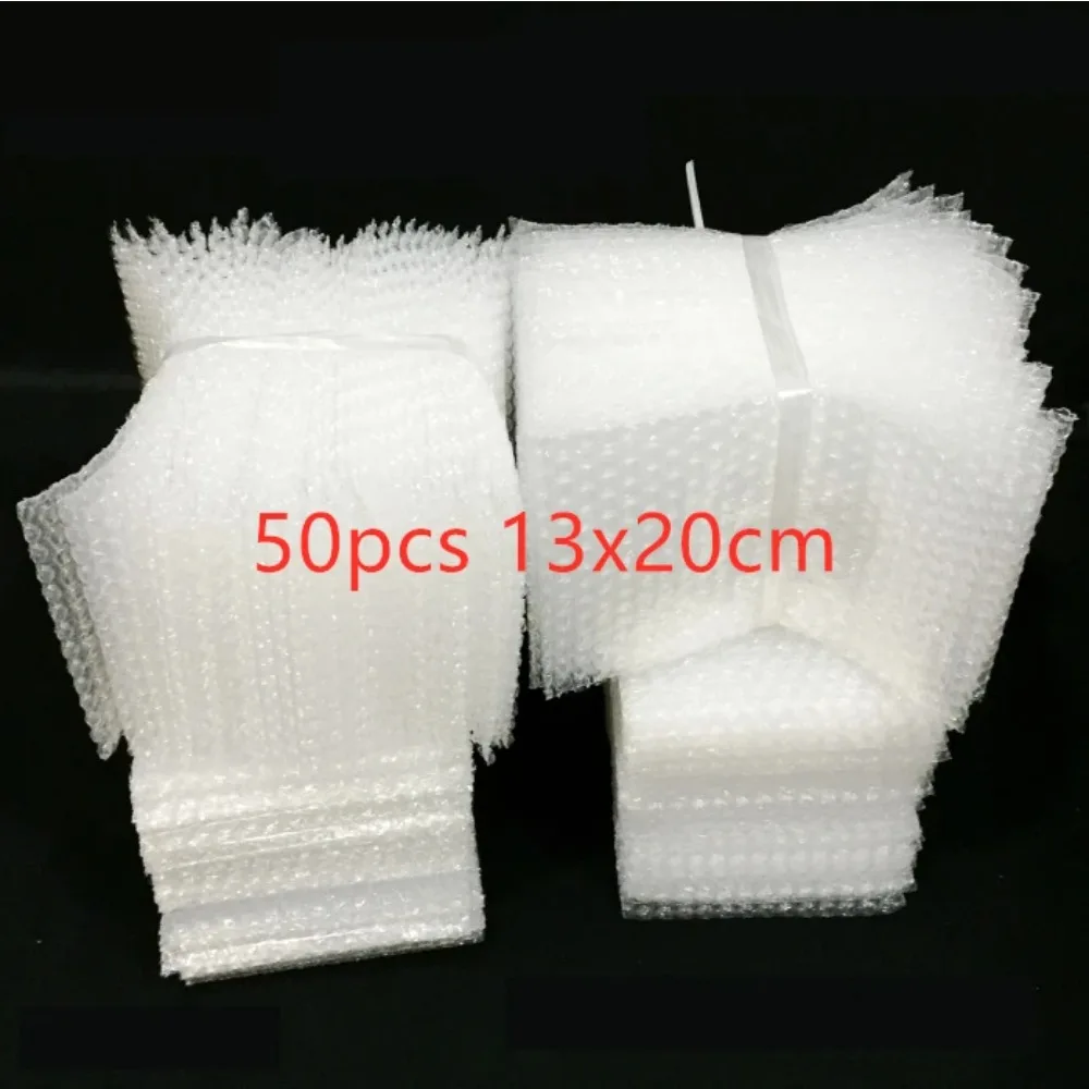 50pcs 13x20cm Plastic Wrap Envelope White Packing Bags Bubble Mailers Clear Shockproof Shipping Packaging Bag Film Wholesale