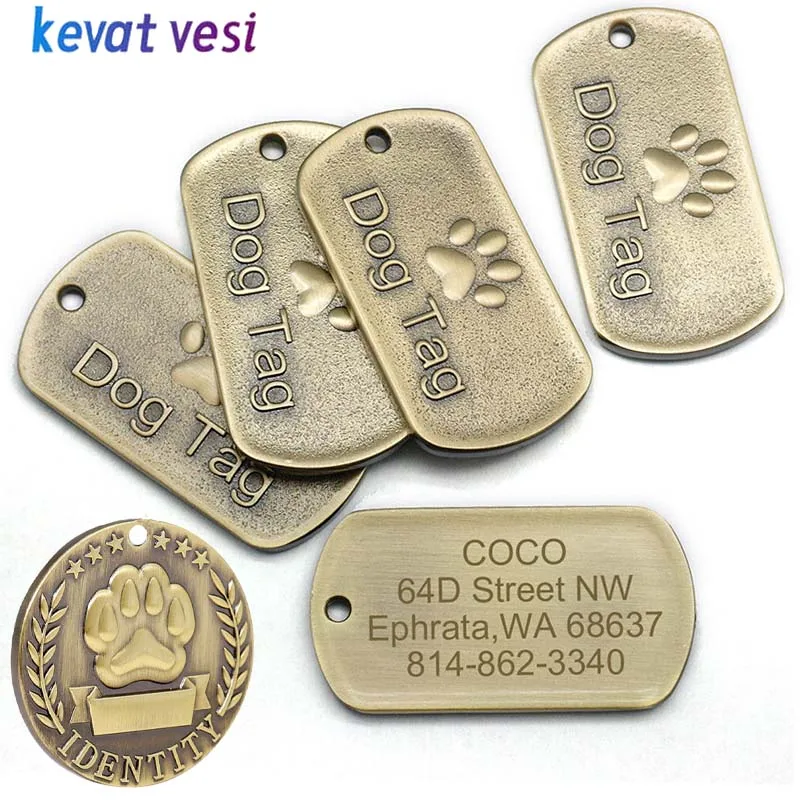 Personalized Pet Dog ID Tag Engraved Pet Dog Cat Collar Puppy Name Tags Supplies pet id tags pet collar dog collar tags pet id medal pendant
