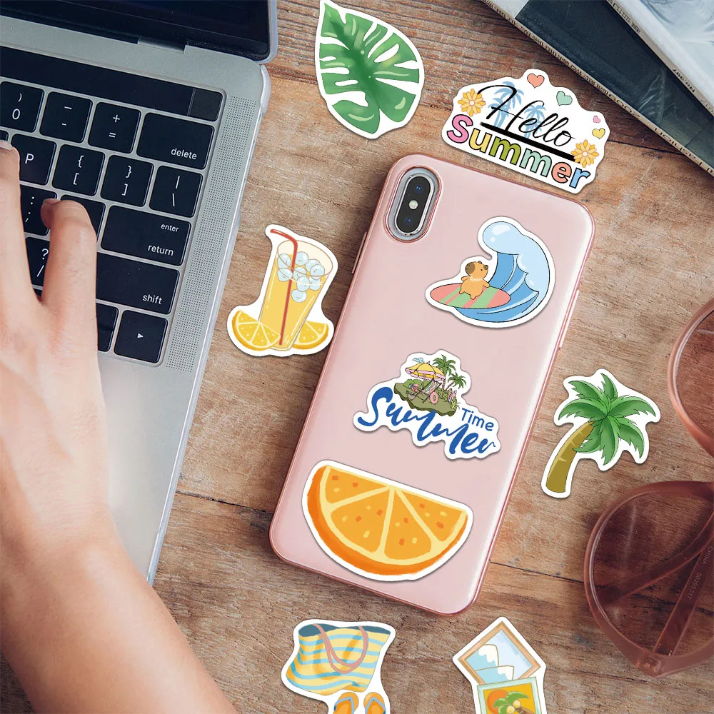100개 크리에이티브 여름 캐릭터 스티커 DIY 개인 맞춤 계정 장식 재료 스티커