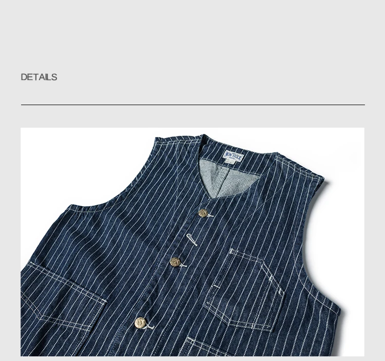 Non Stock 1930s Three-Pocket Wabash Work Vest Retro Men's