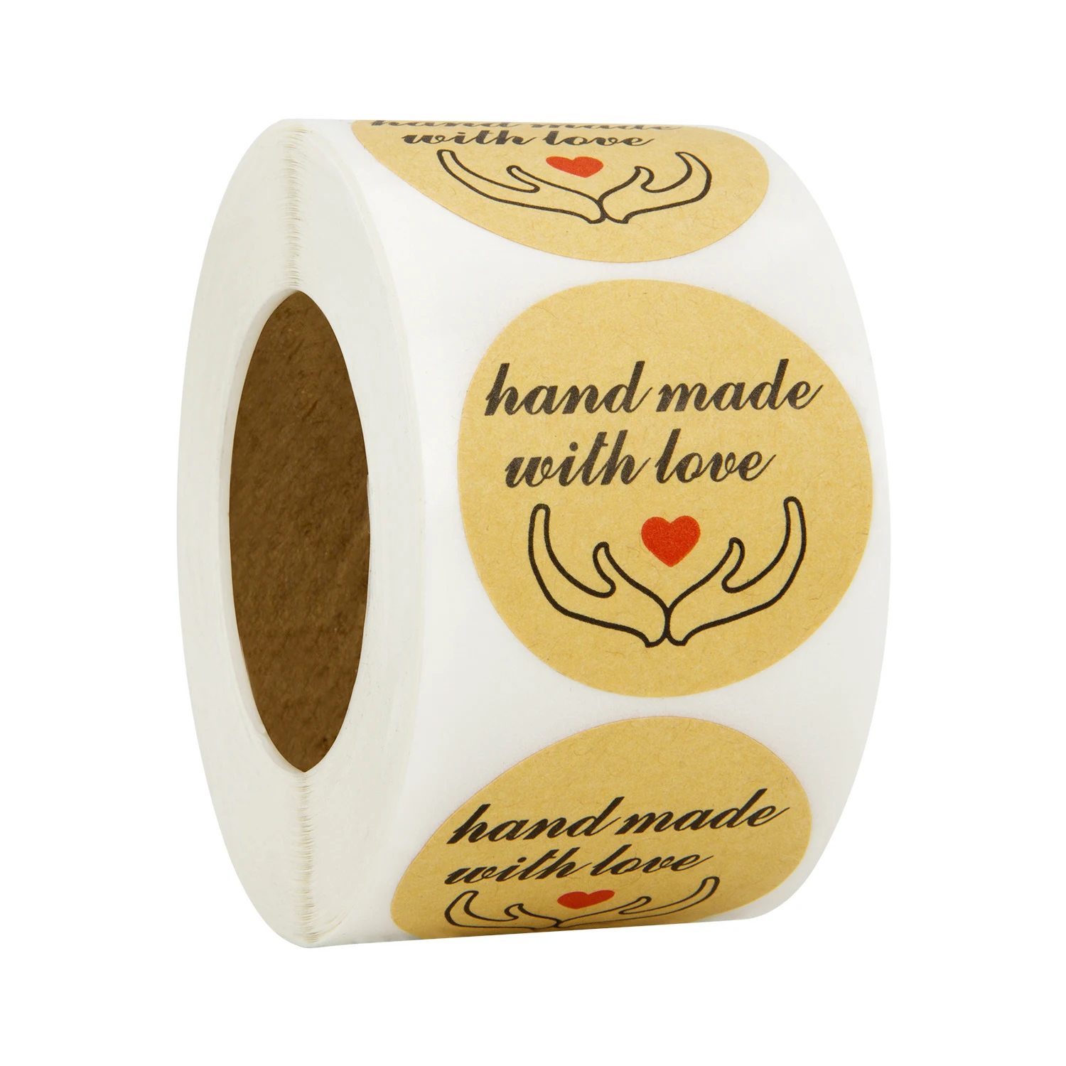 

100-500 шт., круглая наклейка с надписью «Handmade With Love»