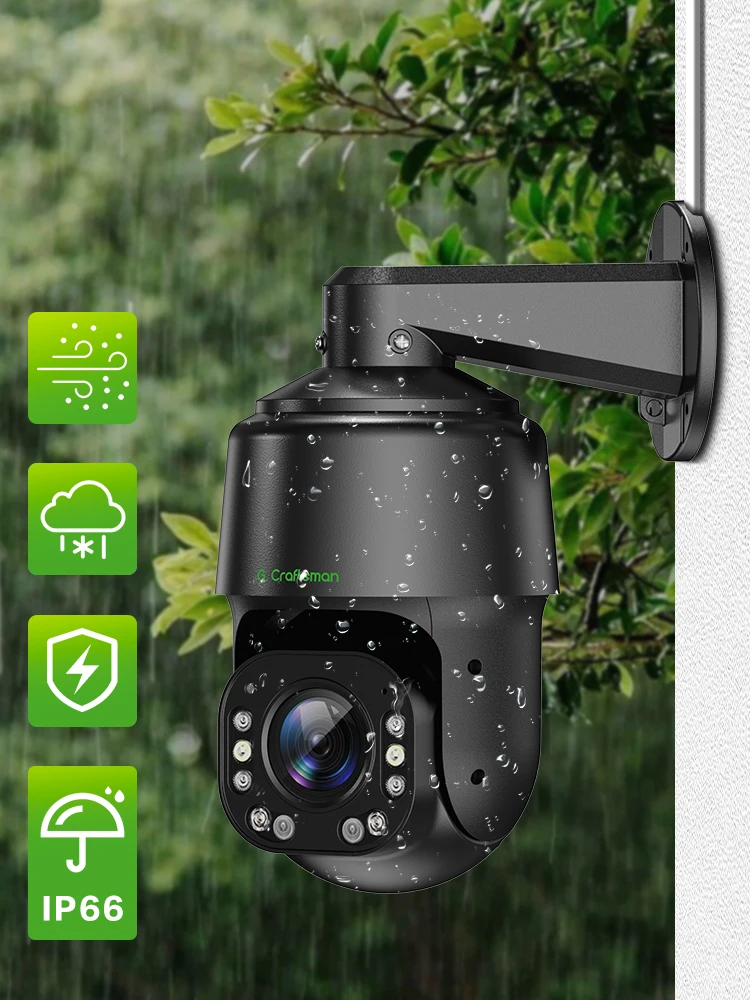 C-R, PoE 보안 기능 탑재, 4K 8MP IMX415 PTZ 전자 펜스, 사람 및 차량 감지, 양방향 오디오, TF 카드 슬롯, 감시 PM3 G.C