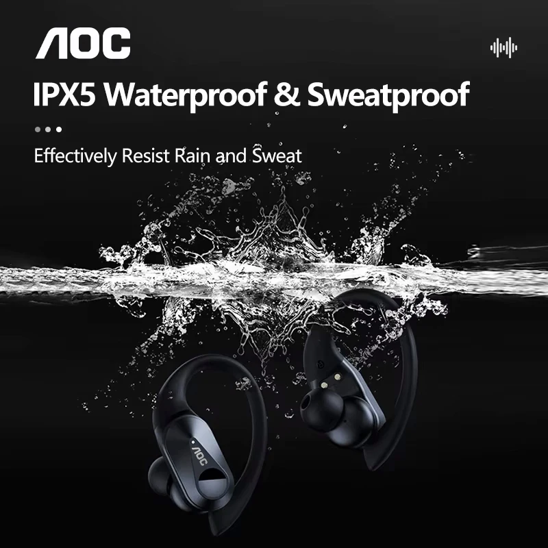 Choice Aoc Gaming Headset Wireless Bluetooth 6 0 Sport Earbuds Led Battery Display Headphones With Mic Waterproof 300mah Lp75, Alina Gadgets