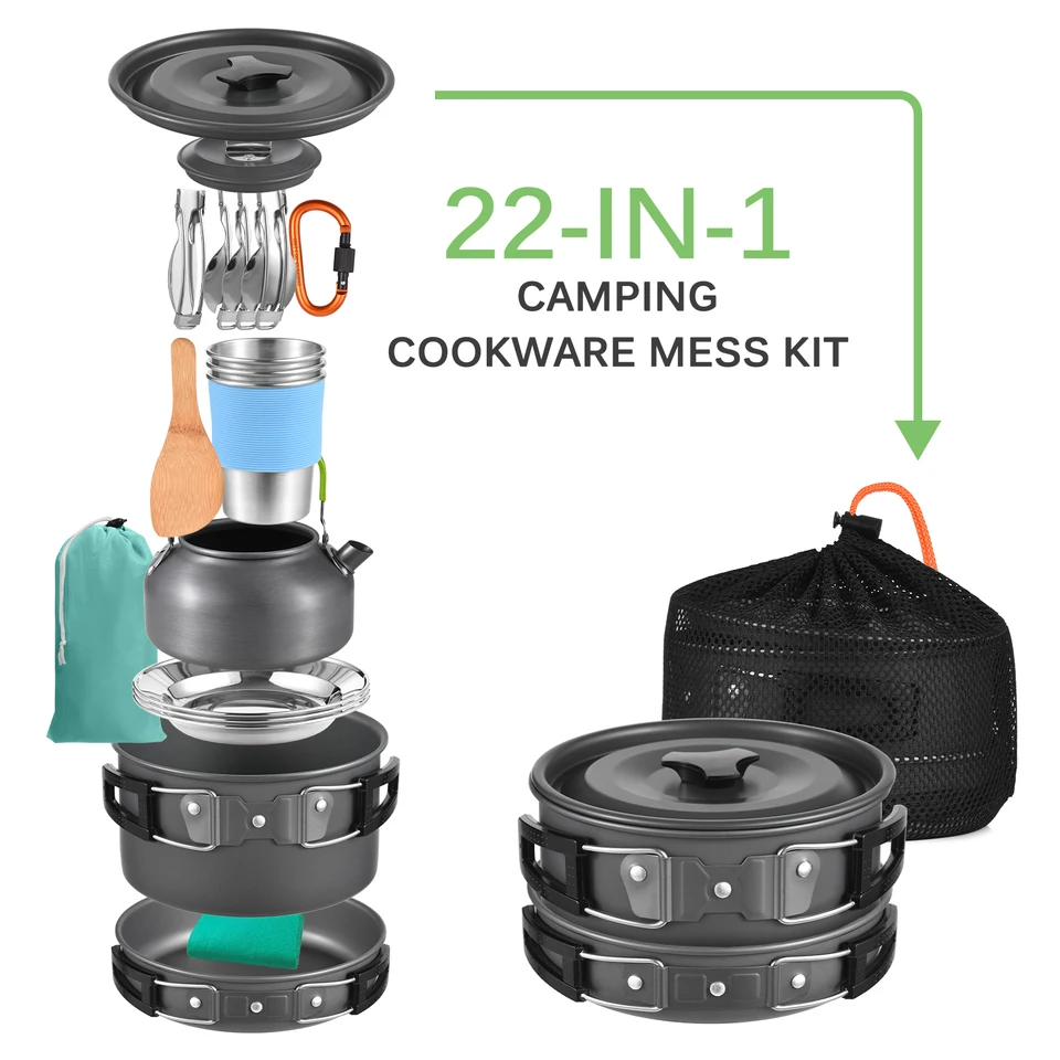 Kit di pentole da campeggio Set di pentole e padelle in acciaio inossidabile da 8 pezzi con piatti, tazze per esterno – acquista a prezzi convenienti sul marketplace
