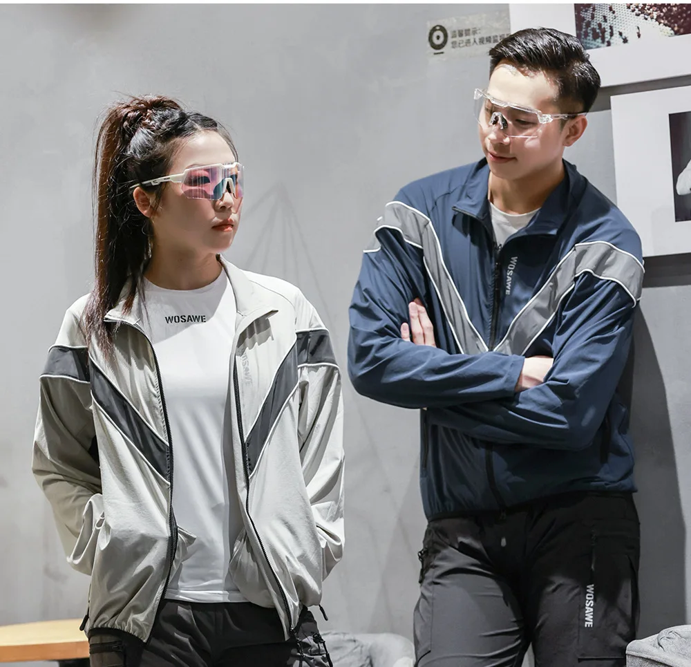 سترة ركوب الدراجات العاكسة للضوء من WOSAWE، سترة واقية من الرياح للدراجات في الشتاء والخريف، سترة ناعمة مقاومة للرياح ومضادة للماء للدراجات النارية