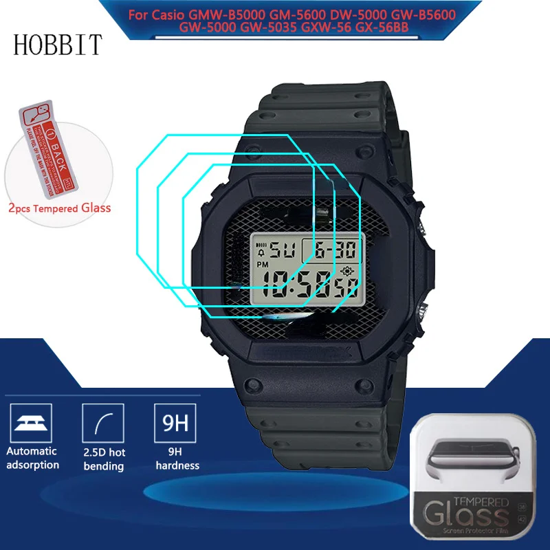 2Pcs 9H Tempered Glass Screen Protector For Casio G Shock GXW-56 GX-56 GMW-B5000 GM-5600 GW-5035 GW-5000 GW-B5600 Anti-Scratch