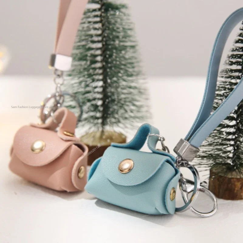 Kawaii Mini Bag Keychain PU Leather Small Handbag Coin Purses Keyring Headphone Bag Women Car Purse Pendant Keyholders Gift coin purse bag accessories key holder key purse