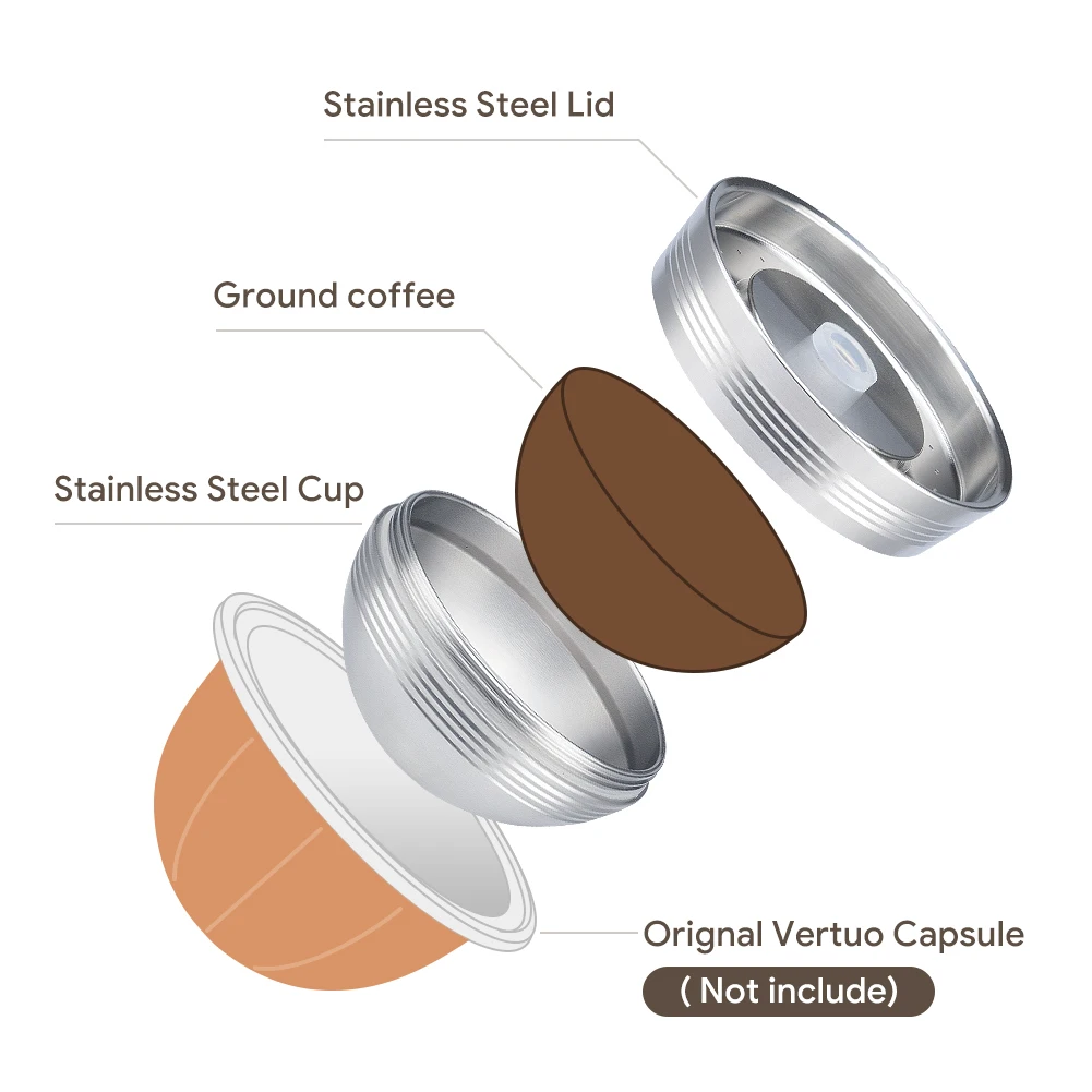 For Nespresso Vertuo POP Refillable Coffee Capsule Vertuoline Reusable  Stainless Steel Capsule Filter with Original Pod