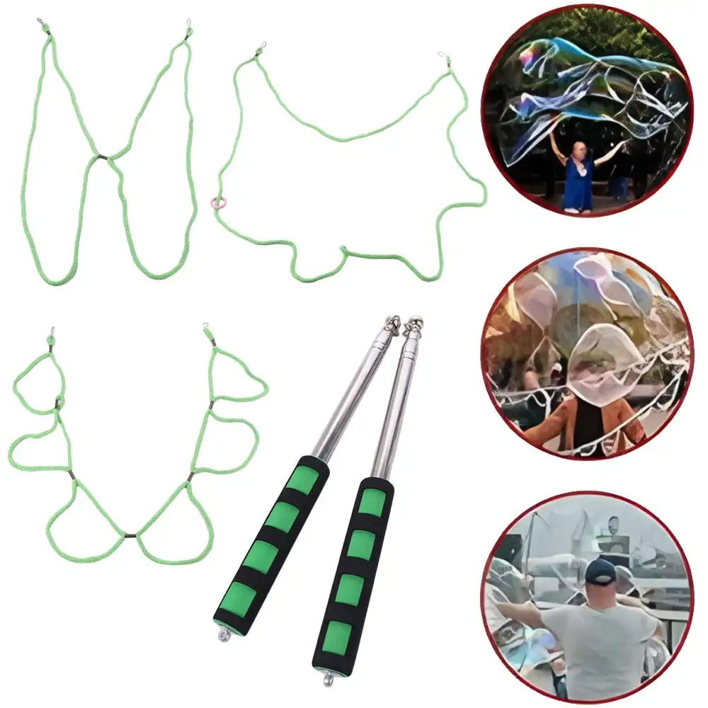Big Size Outdoor Bubble Wand Adjustable Telescopic Bubble Machine Sticks 3 Style Long Huge Bubble Rope Set Kids Toy